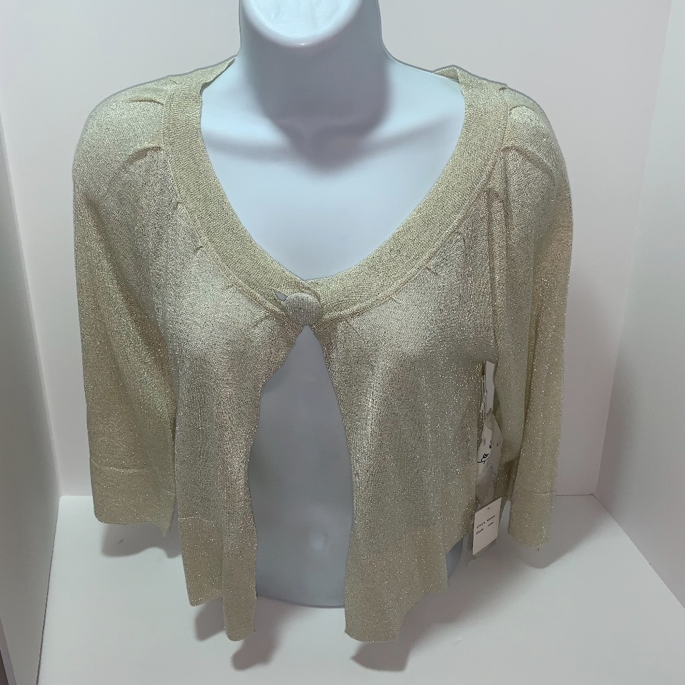 NWT SHEER CROP SHIMMER TOP SHELL - SIZE MEDIUM
